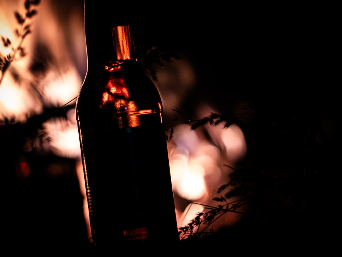 Corona bottle with flames