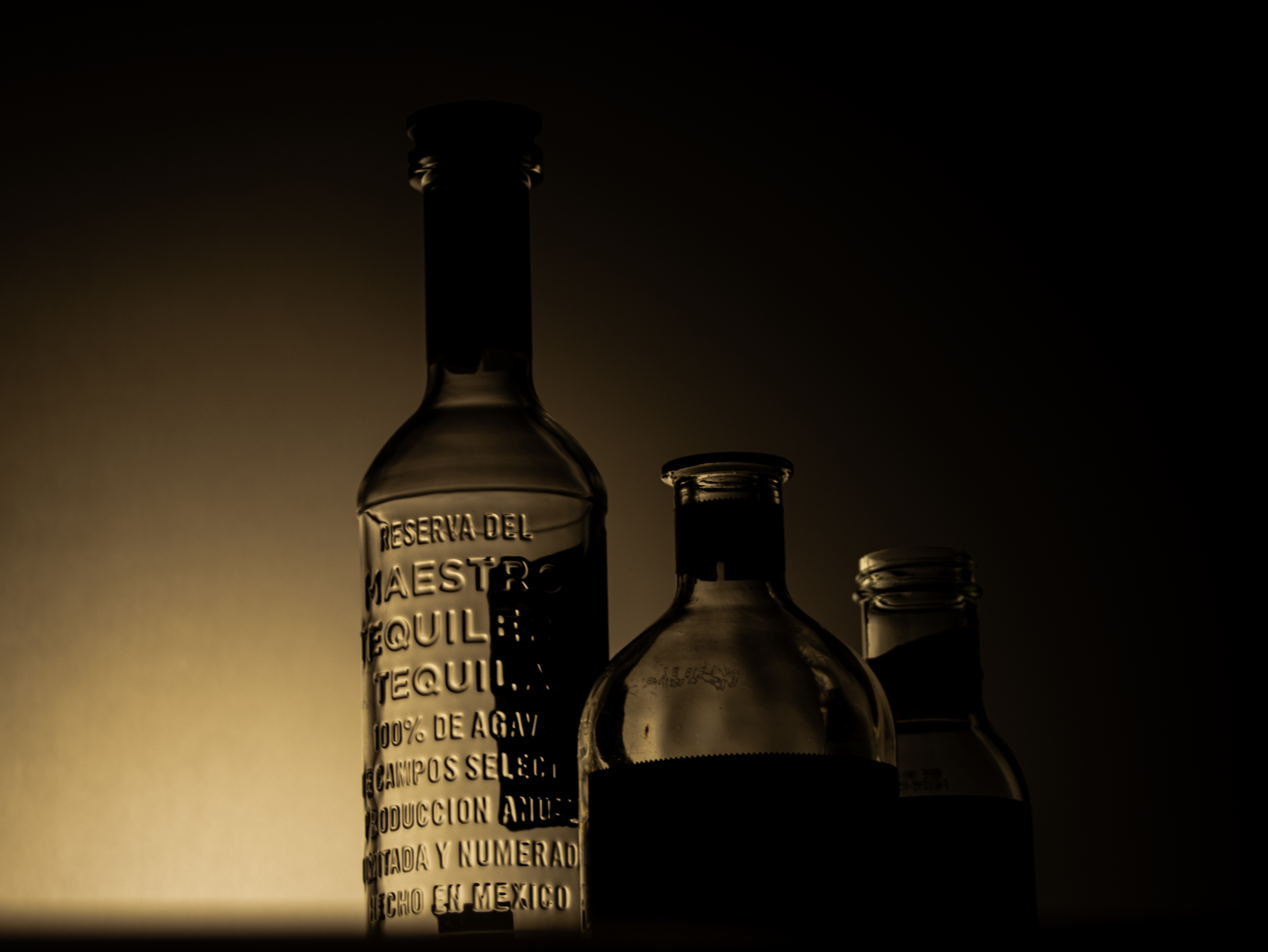 Three-bottle warm tone setup