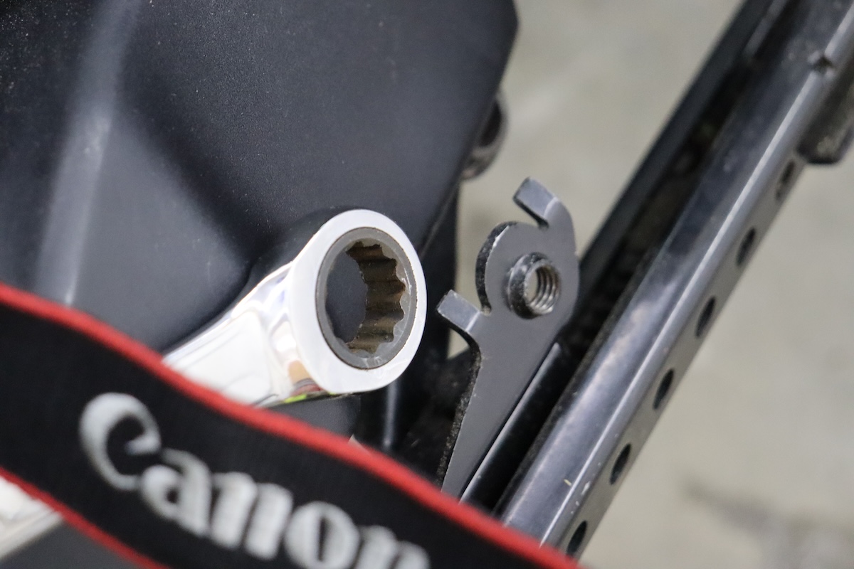 Detail shot of rail bolt