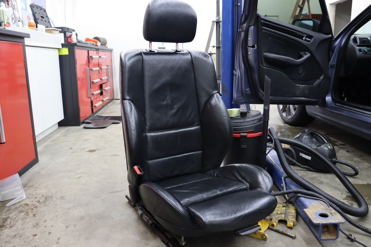 Finished leather seat