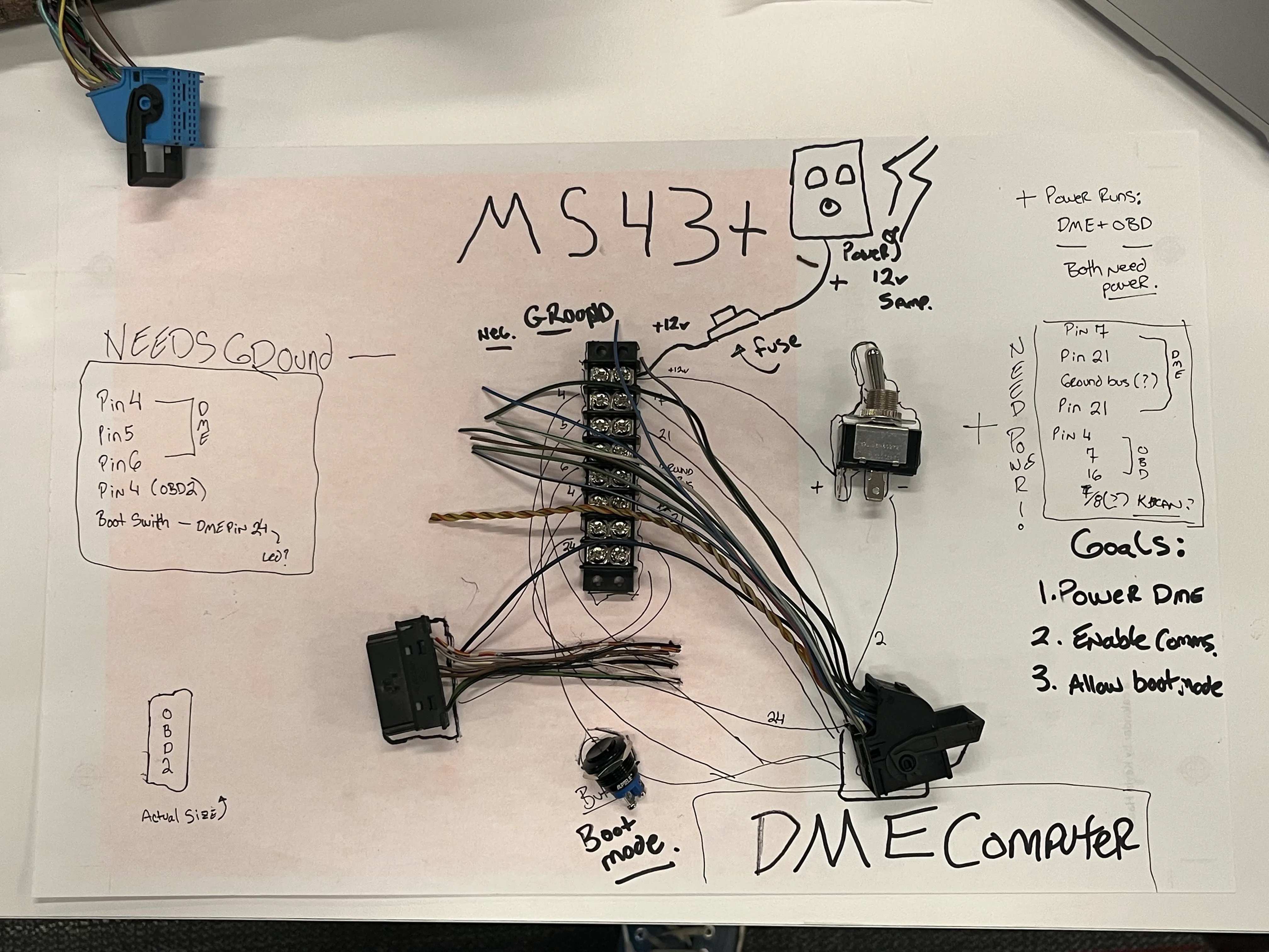 MS43+ pinout map sketch
